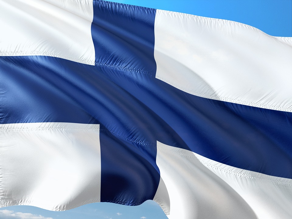 Finlands flagga i blått och vitt